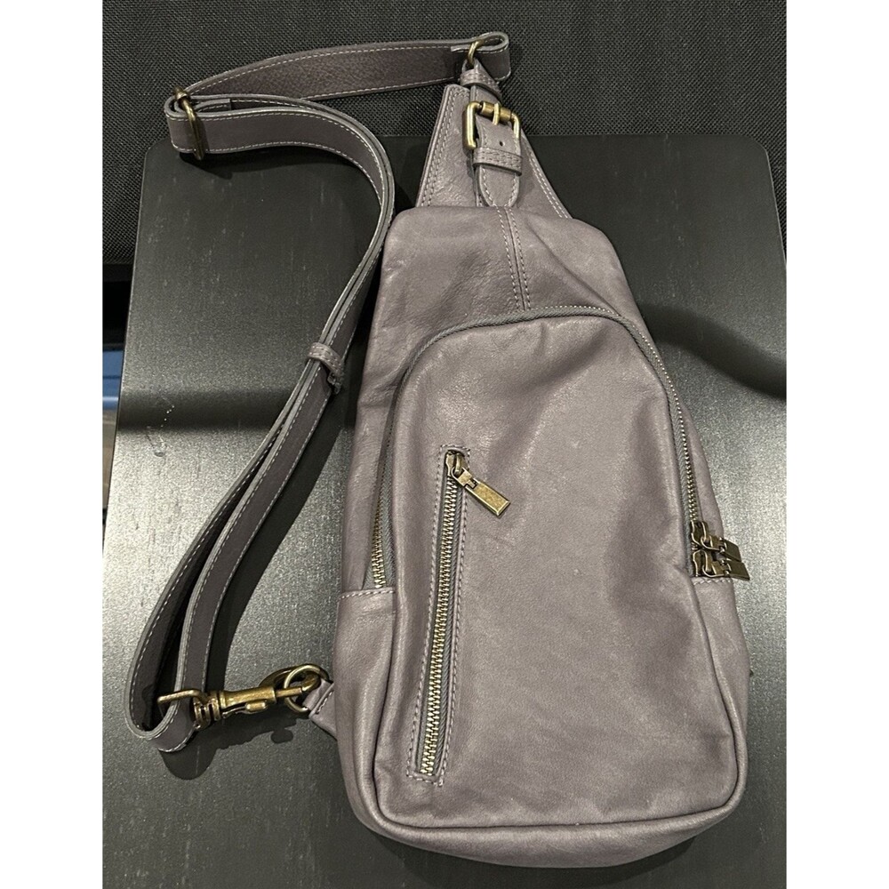 SUNDANCE Marlowe Gray Sling Crossbody Bag Leather (Made in Italy)